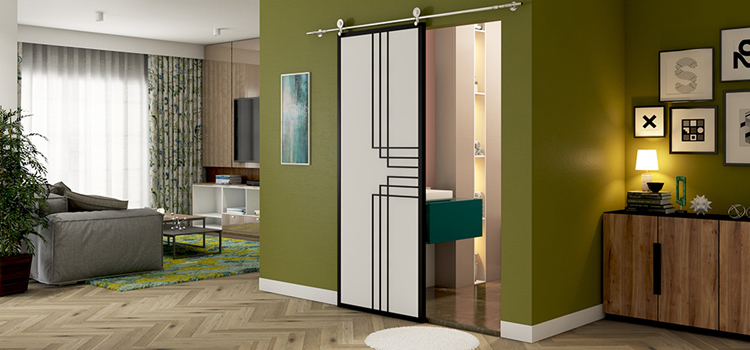 sliding bathroom door installation in Edgewater